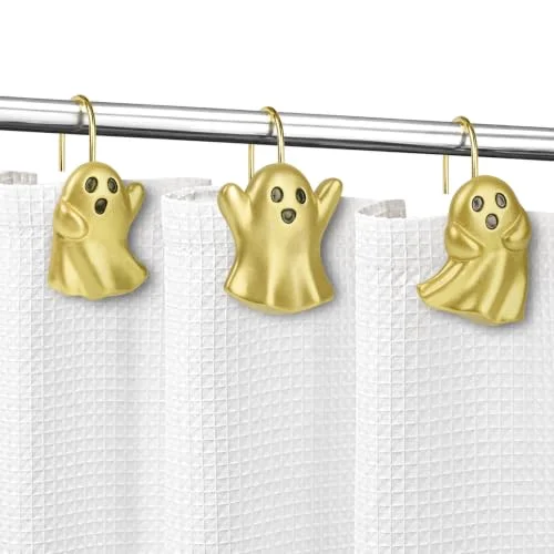 Ghost Shower Curtain Hooks, Golden Ghost with Gold Hooks, photo 3