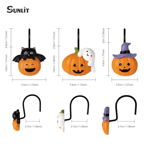 Halloween Jack-O'-Lantern Shower Curtain Hooks, photo 2