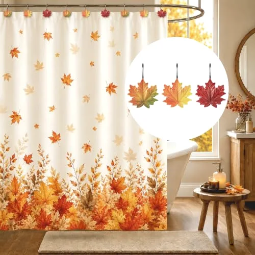 Maple Leaf Shower Curtain Hooks, Yellow to Red, photo 4