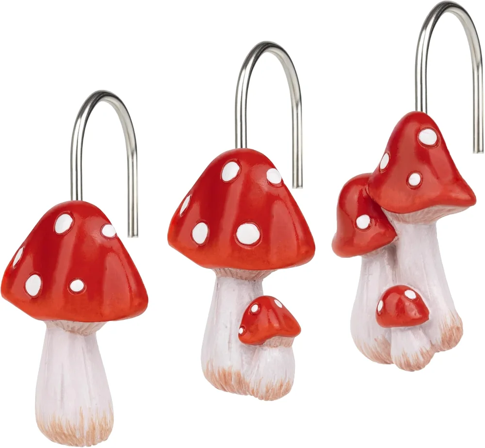 Mushroom Decorative Shower Curtain Hooks