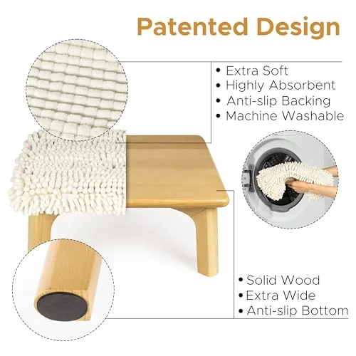 One Step Stool with Absorbent Chenille, Natural/Cream White Cover, photo 4
