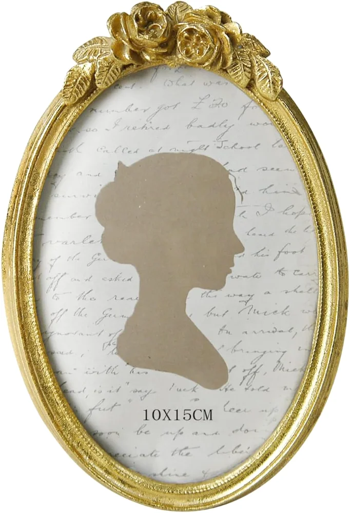 Oval Vintage Picture Frame 4x6, Gold