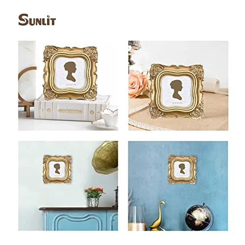 Square Vintage Picture Frame 4x4, Gold, photo 4