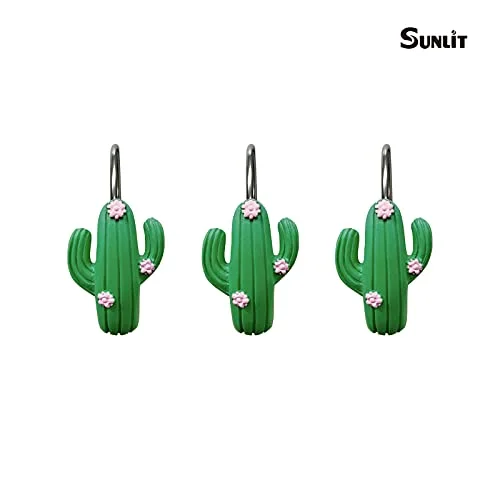 Tropical Cactus Decorative Shower Curtain Hooks, photo 2