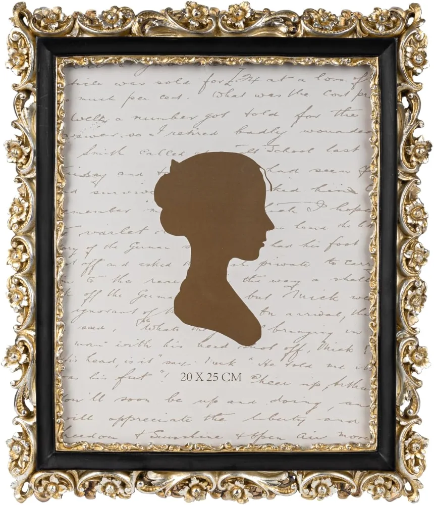 Vintage Picture Frame 8x10, Slivery Light Gold and Black