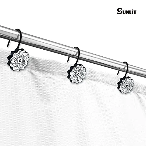 Boho Decorative Shower Curtain Hooks, Black and White, photo 4