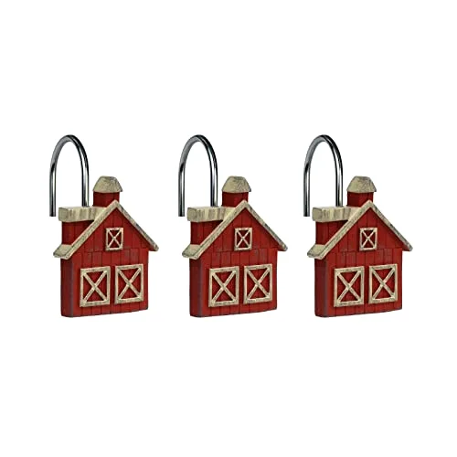Farmhouse Barn Christmas Shower Curtain Hooks, photo 2