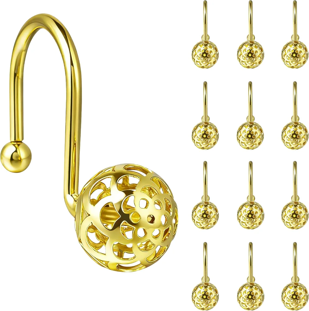 Gold Hollow Ball Shower Curtain Hooks