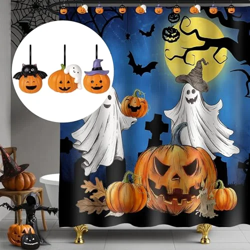 Halloween Jack-O'-Lantern Shower Curtain Hooks, photo 5