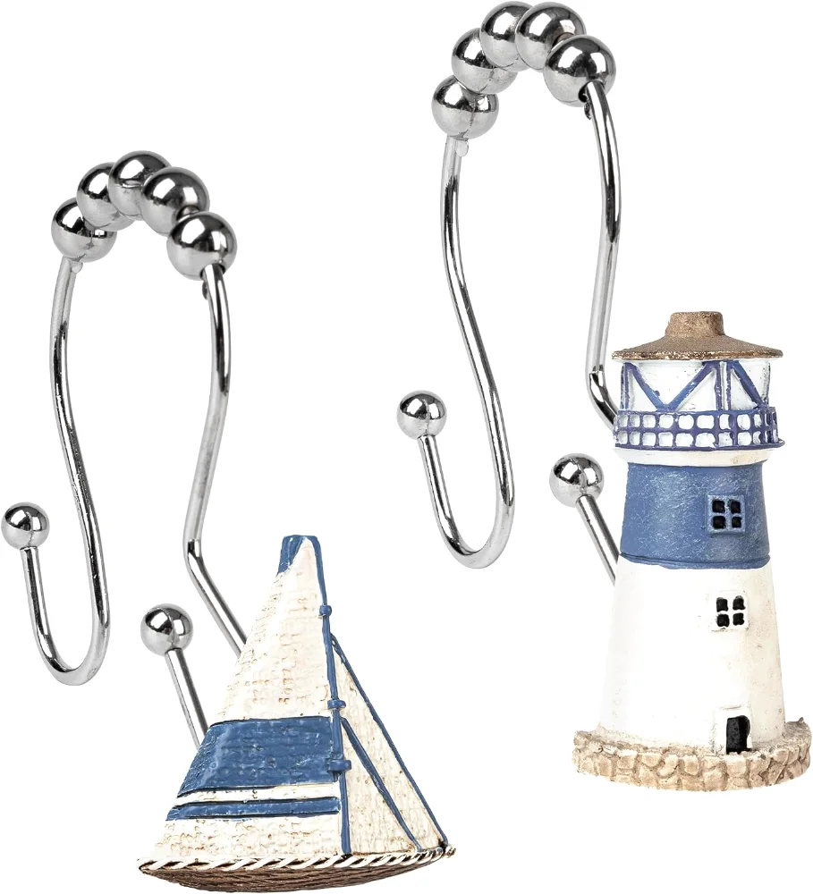 Nautical Double Shower Curtain Hooks