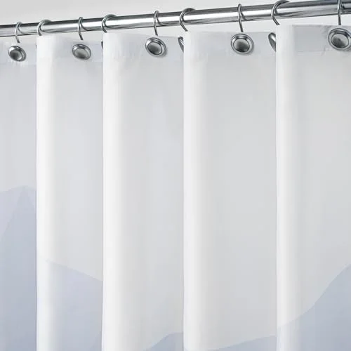 Ombre Blue Stall Shower Curtain RV Half Size Narrow Bathroom Curtains Contemporary Geometric Fabric Bathroom Decor, photo 2