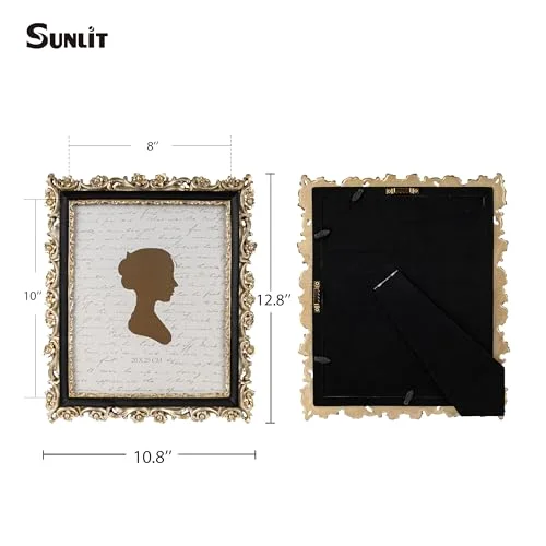 Vintage Picture Frame 8x10, Slivery Light Gold and Black, photo 2