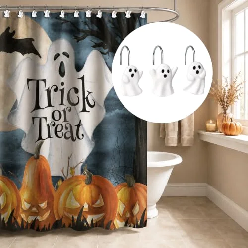 Ghost Shower Curtain Hooks, White Ghost, photo 5