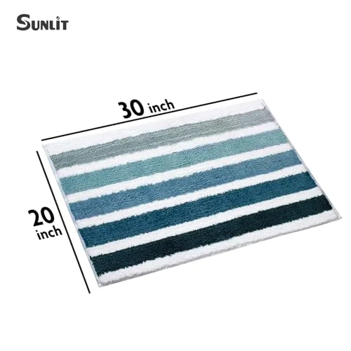 Ombre Blue Bathroom Rug Nautical Bath Mat for Bathroom Non Slip Blue and White, photo 2