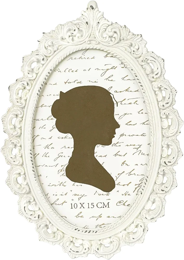 Oval Vintage Picture Frame 4x6, White