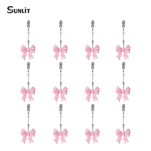 Pink Bow Shower Curtain Hooks, Pink with Double Hooks, photo 3