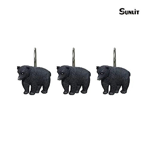 Rustic Decorative Shower Curtain Hooks, Black Bear, photo 2