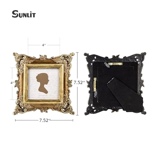 Square Vintage Picture Frame 4x4, Bronze Gold, photo 2