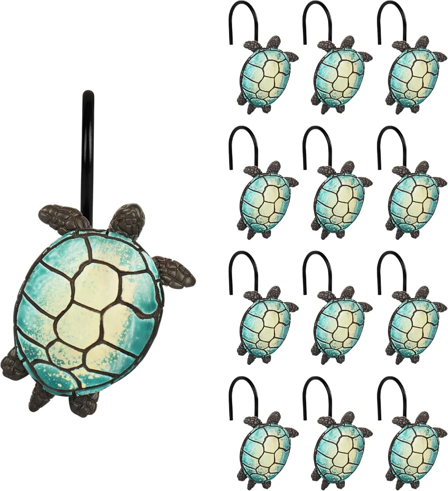 Tilt Sea Turtle Shower Curtain Hooks (15HJ)