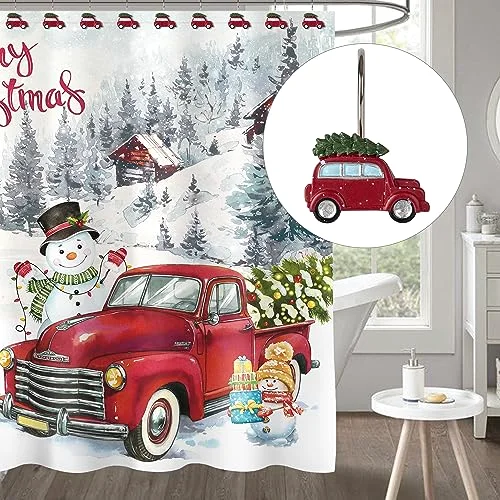 Christmas Shower Curtain Hooks, Red Truck, set of 12, photo 3