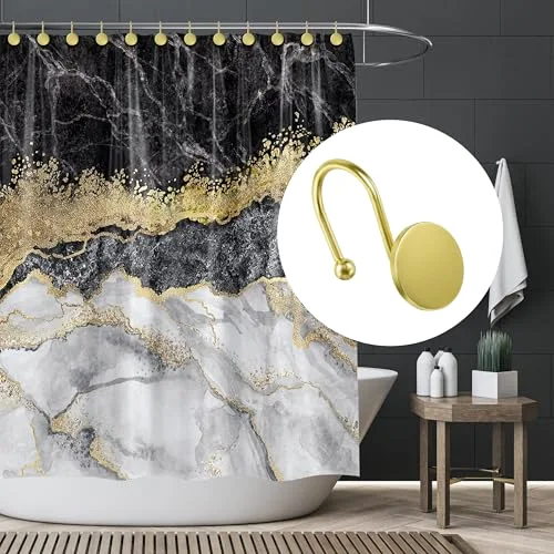Gold Shower Curtain Hooks, Golden, photo 5