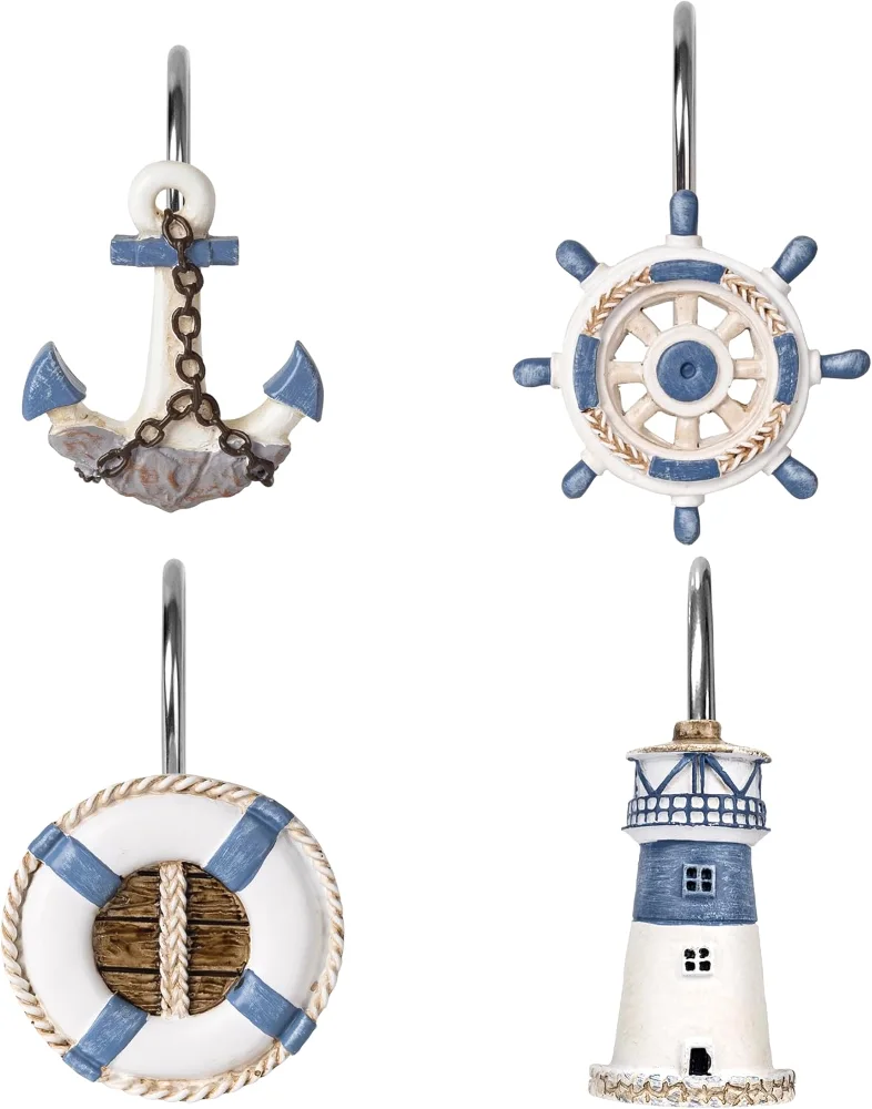 Nautical Shower Curtain Hooks, Nautical Set