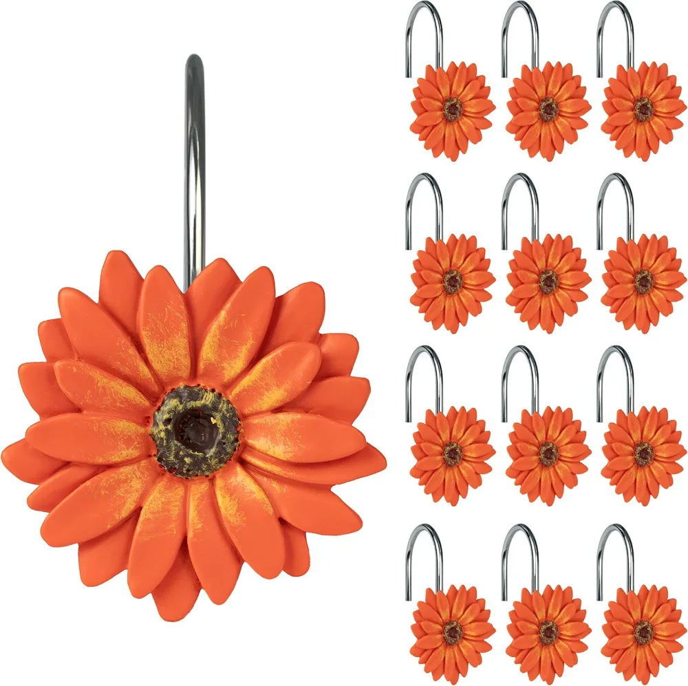 Orange Daisy Shower Curtain Hooks