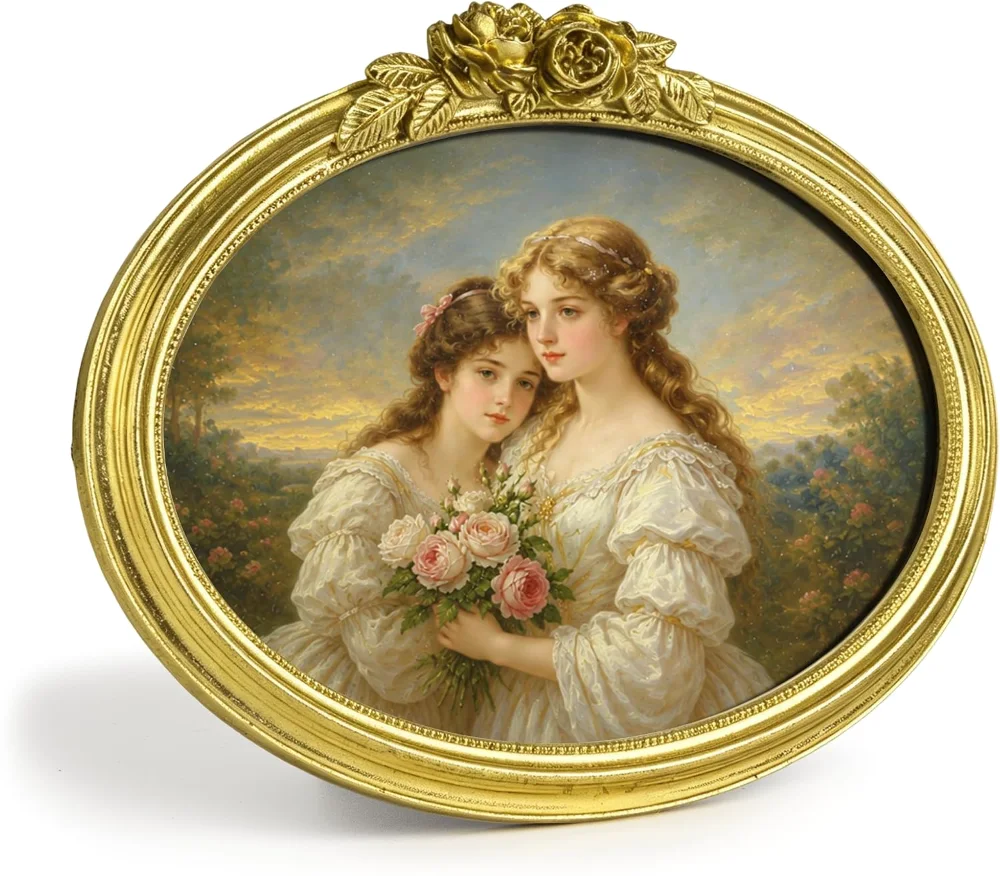 Oval Vintage Picture Frame 5x7, Gold (RV1F)