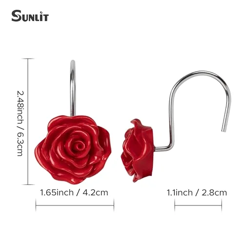 Rose Shower Curtain Hooks, Red, photo 3