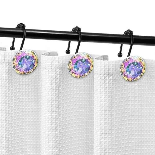 Rustic Decorative Shower Curtain Hooks, Crystal Ab with Black Hooks, photo 3