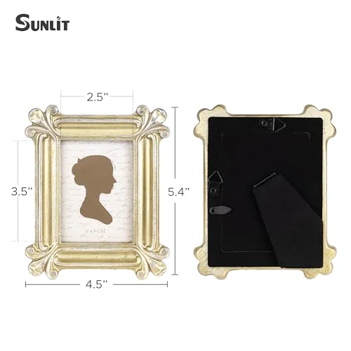 Vintage Picture Frame 2.5x3.5, Slivery Light Gold, photo 2