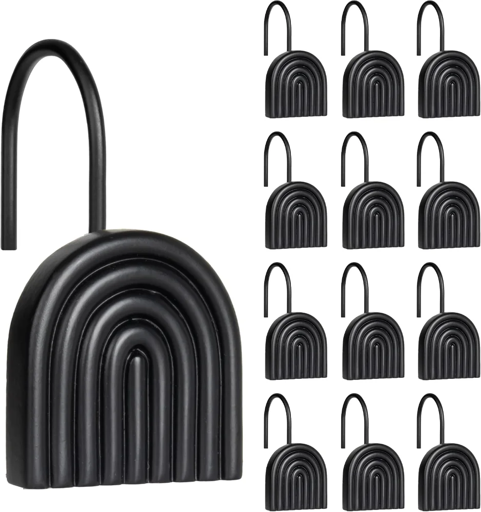 Arch Shower Curtain Hooks, Black