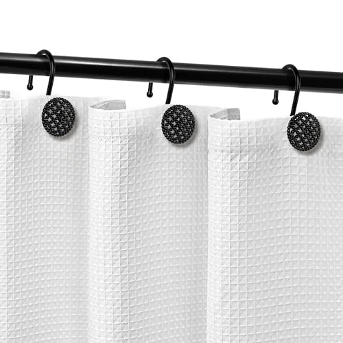Black 3D Beaded Mesh Shower Curtain Hooks, photo 4