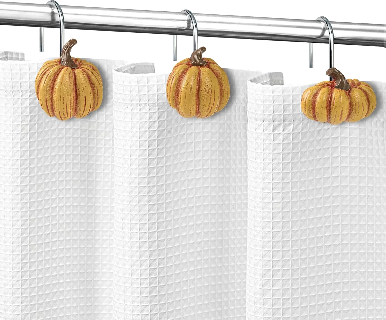 Fall Pumpkin Decorative Shower Curtain Hooks, Orange - 3 Designs, photo 3