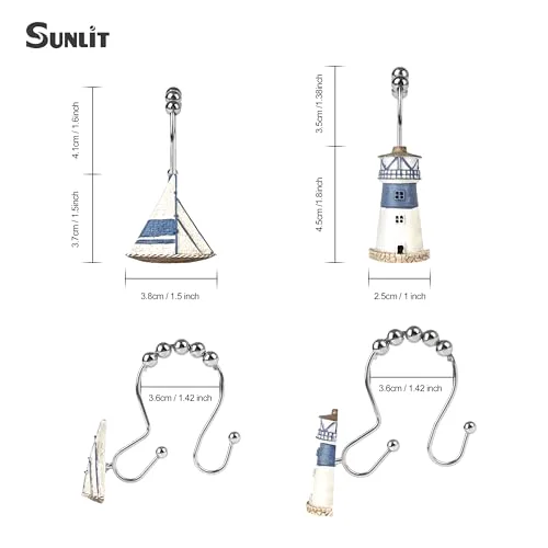 Nautical Double Shower Curtain Hooks, photo 2