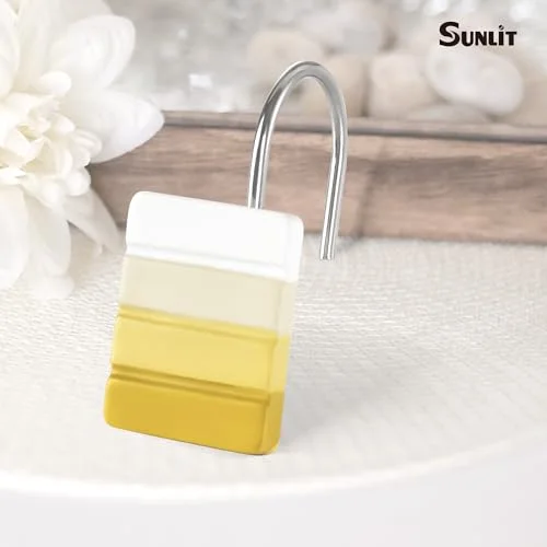 Ombre Yellow Decorative Shower Curtain Hooks, photo 4