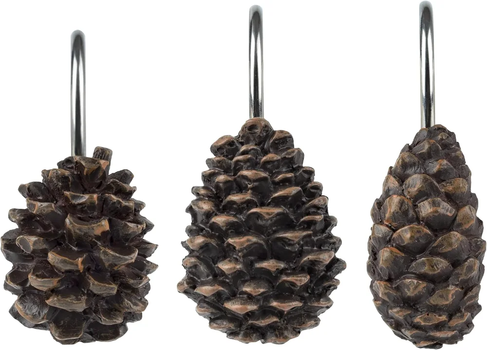 Pinecone Decorative Shower Curtain Hooks, Pinecone Family