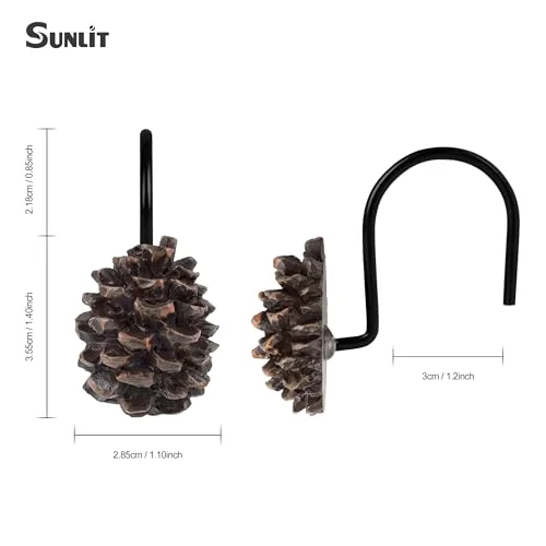 Pinecone Decorative Shower Curtain Hooks, Pinecone with Black Hooks, photo 2