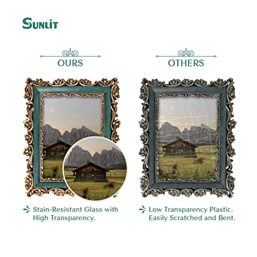 Vintage Picture Frame 5x7, Gold and Dark Green, photo 3