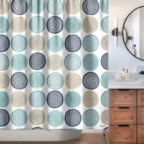 Abstract Tree Rings Woody Artistic Fabric Shower Curtain, photo 4