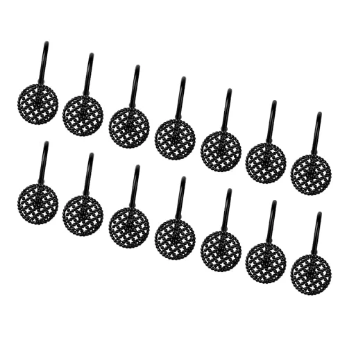 Black 3D Beaded Mesh Shower Curtain Hooks, photo 3