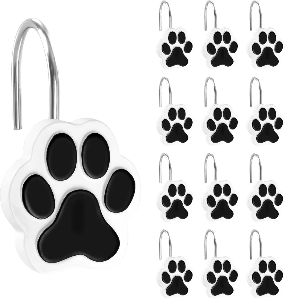 Cute Paw Print Decorative Shower Curtain Hooks