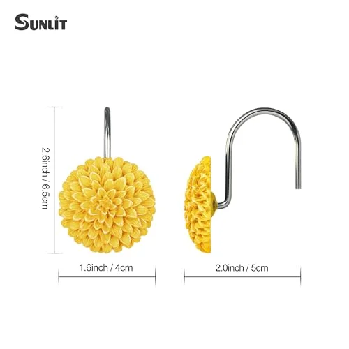 Decorative Floral Shower Curtain Hooks, Yellow, photo 4
