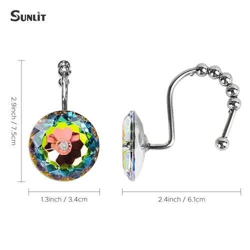 Round Glitter Colorful Crystal Gem Shower Curtain Hooks, photo 2