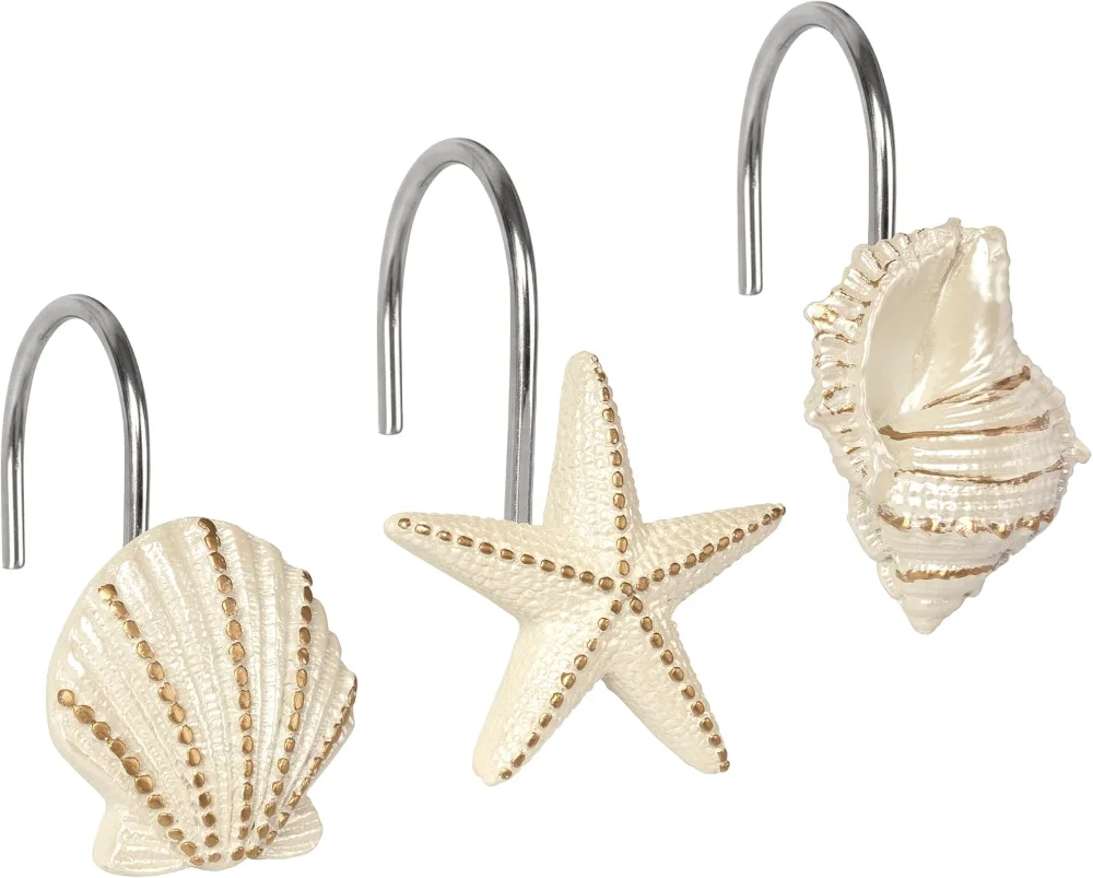 Ocean Decorative Shower Curtain Hooks, Bronze Gold