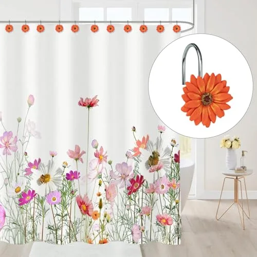 Orange Daisy Shower Curtain Hooks, photo 2