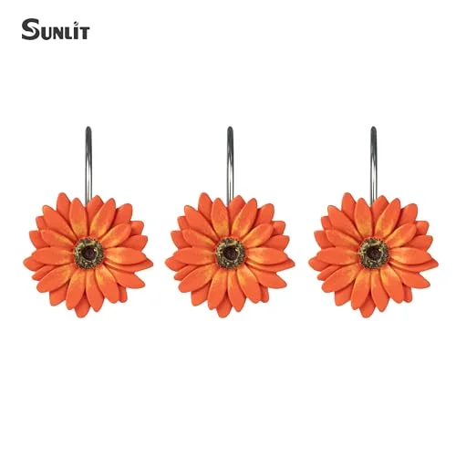 Orange Daisy Shower Curtain Hooks, photo 5