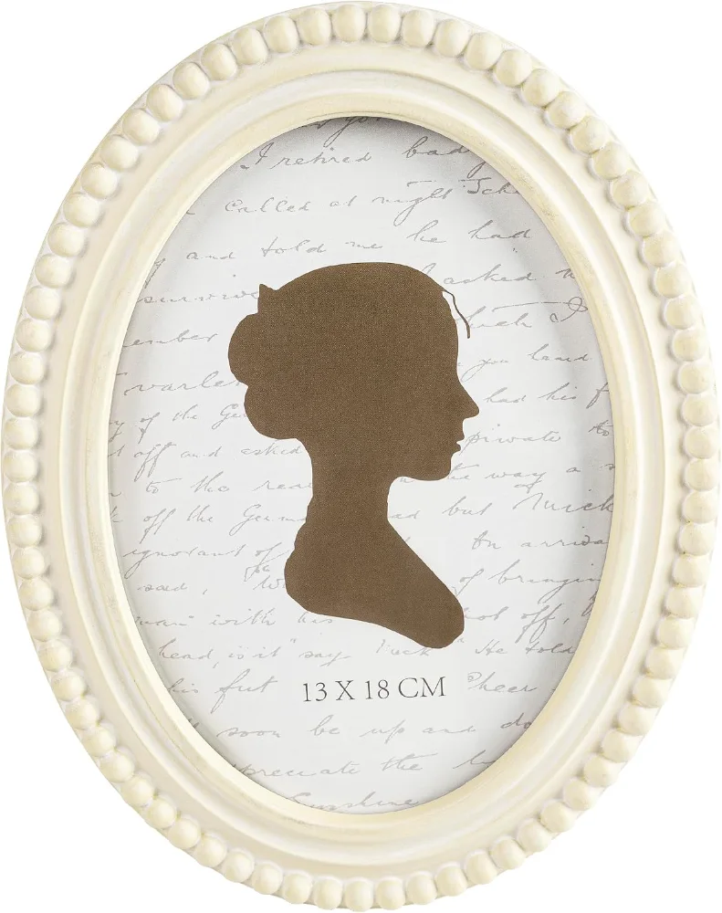 Oval Boho Vintage Picture Frame with Beaded Border 5x7