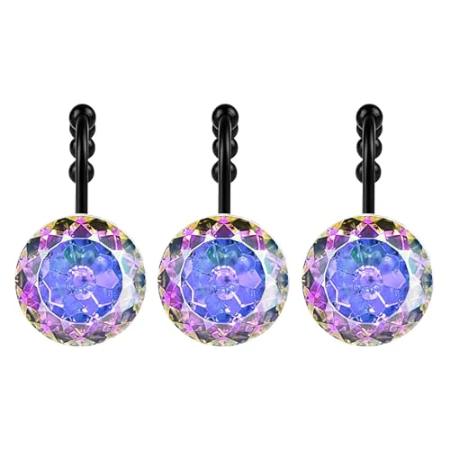 Rustic Decorative Shower Curtain Hooks, Crystal Ab with Black Hooks, photo 2
