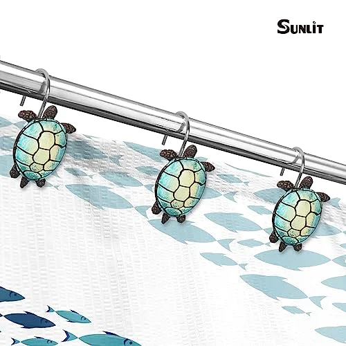 Sea Turtle Shower Curtain Hooks, Turquoise, photo 4